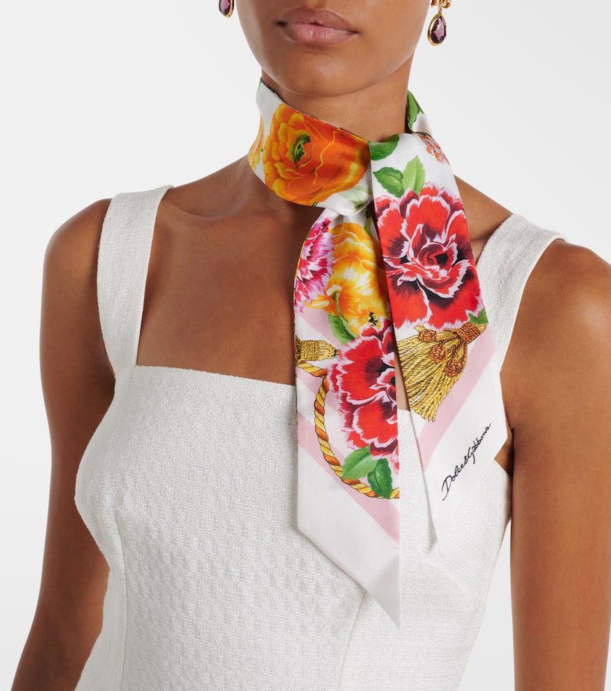 DOLCE & GABBANA FLORAL SILK TWILL SCARF
