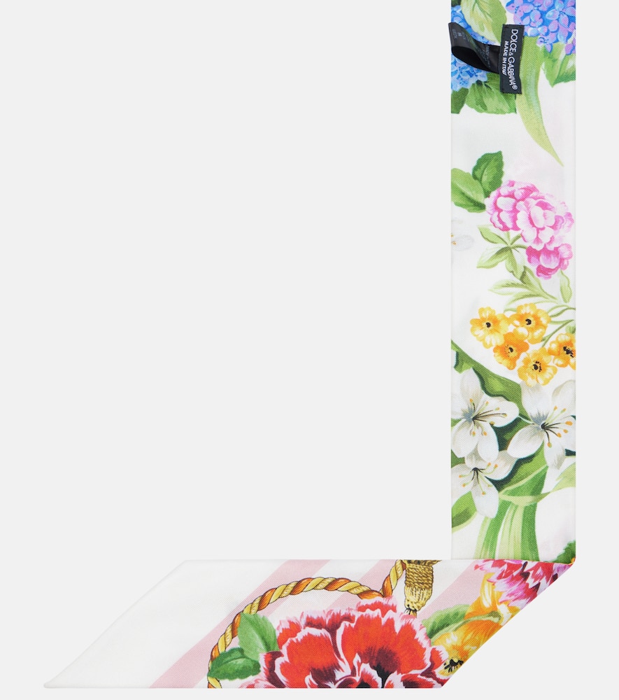 DOLCE & GABBANA FLORAL SILK TWILL SCARF