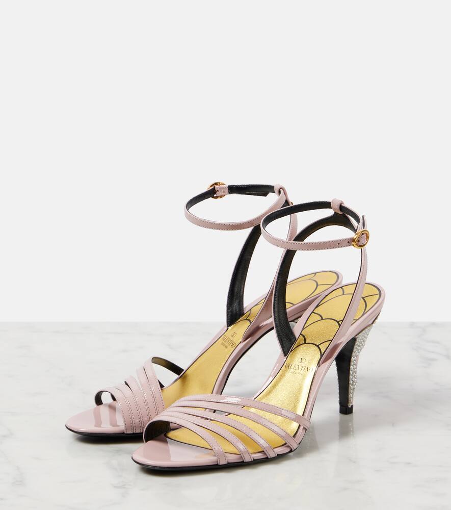 Valentino Ladycrush Leather Ankle-strap Sandals In Beige