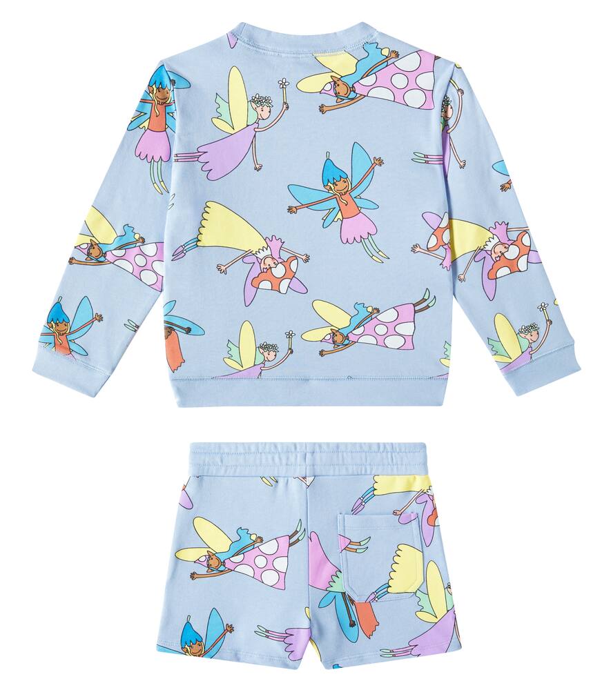 Stella Mccartney Cotton Sweatshirt And Shorts Set In Blue