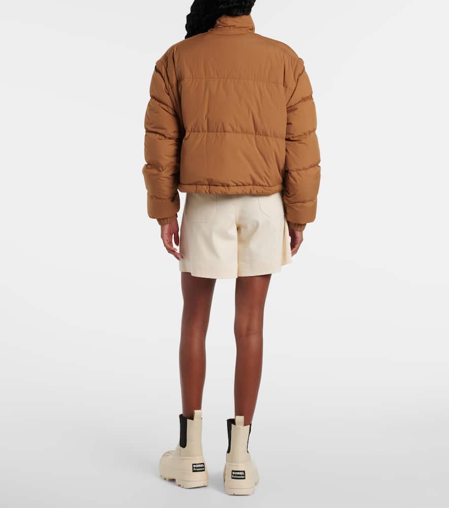 Moncler Selle Logo Down Jacket In Brown