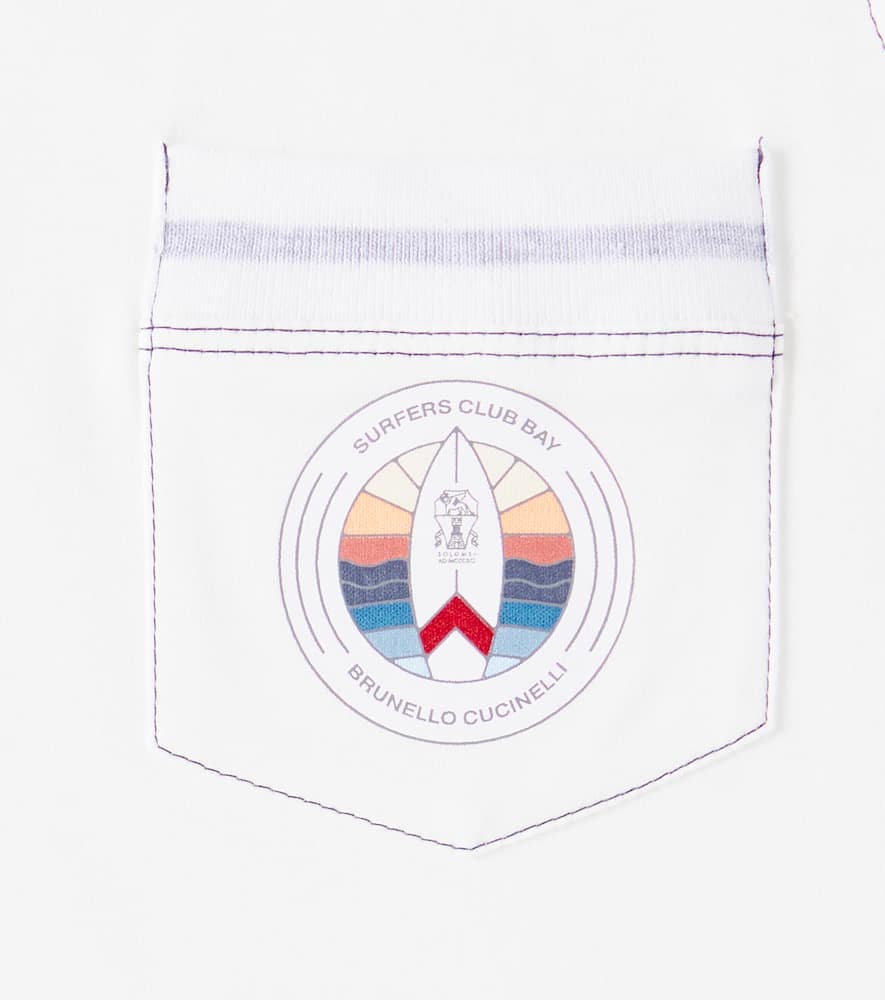 Brunello Cucinelli T-shirt Mit Grafischem Print In Off White+grigio Chiaro