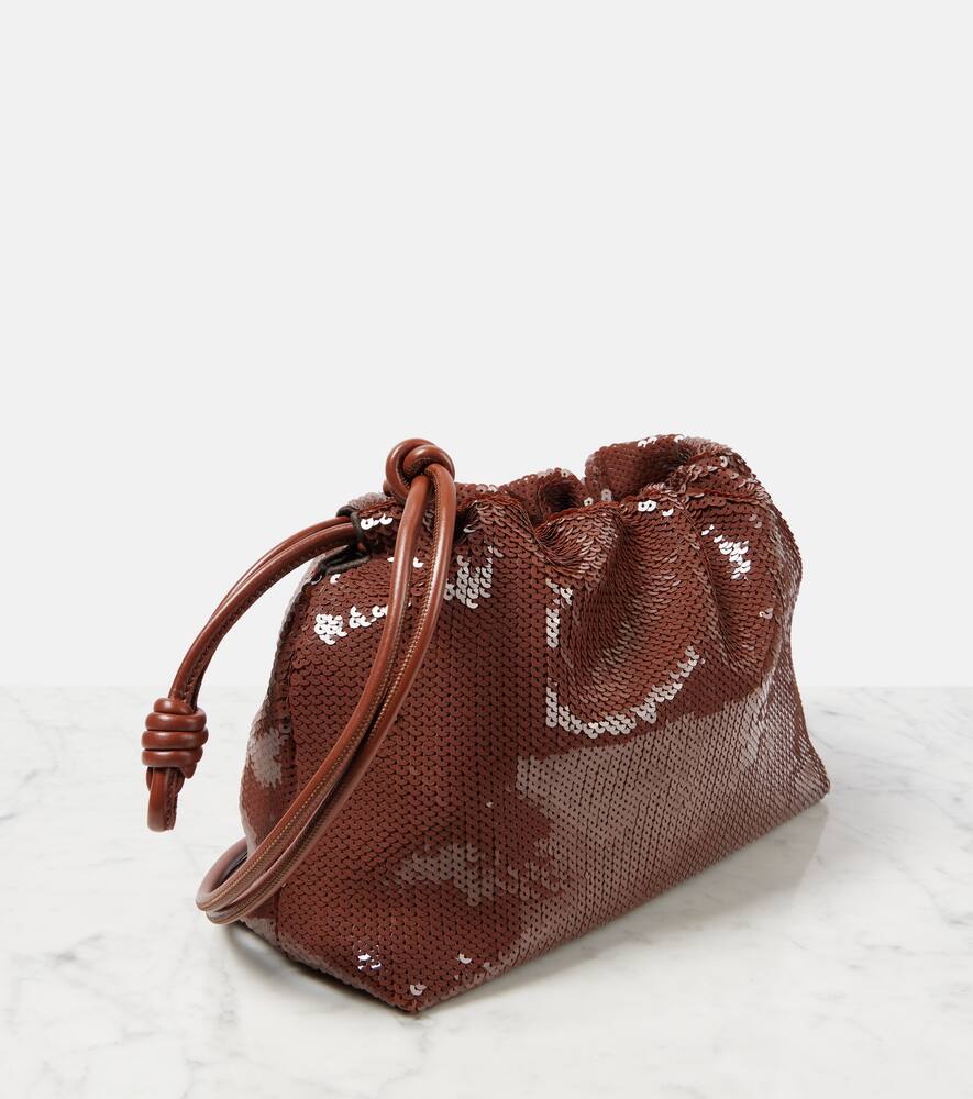 Loewe Flamenco Medium Sequined Clutch In Brown