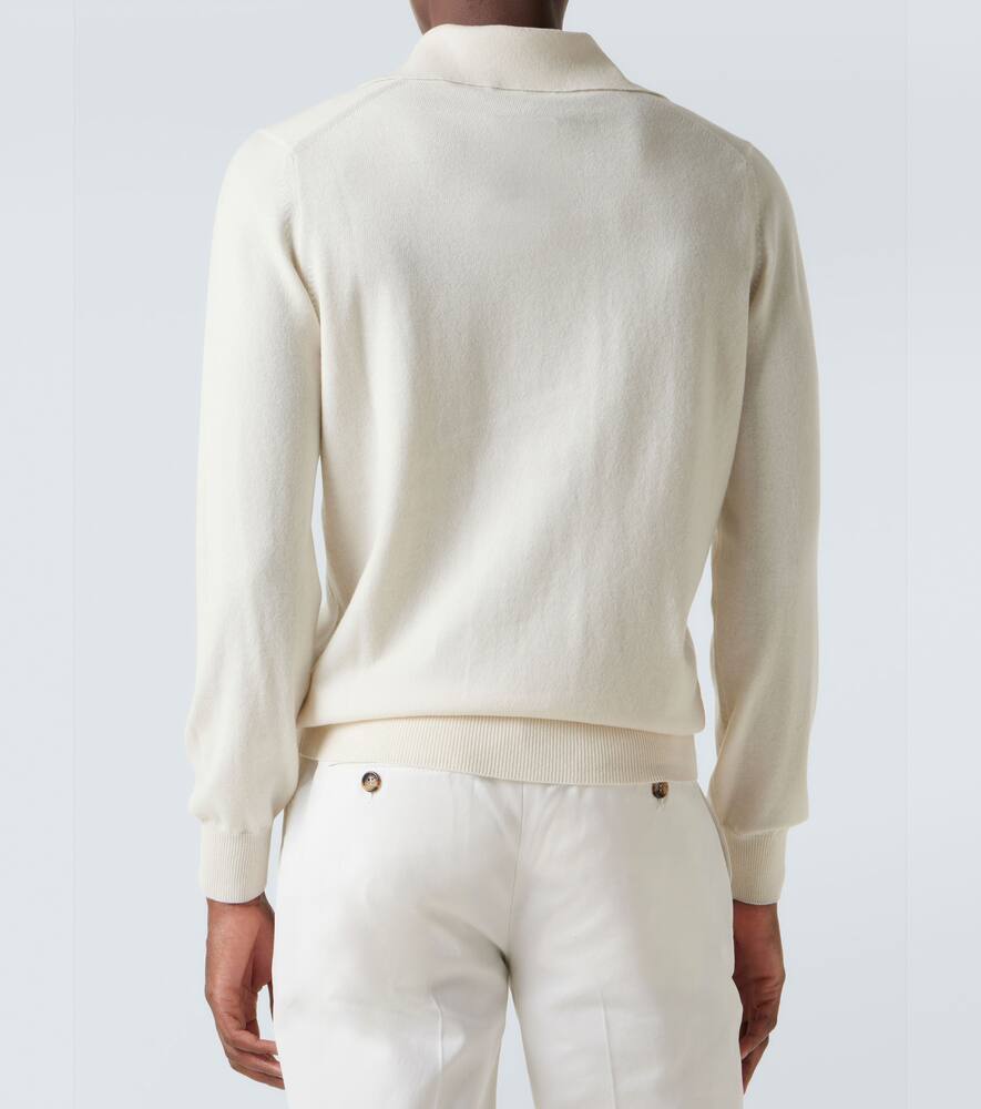 Brunello Cucinelli Cashmere Polo Sweater In White