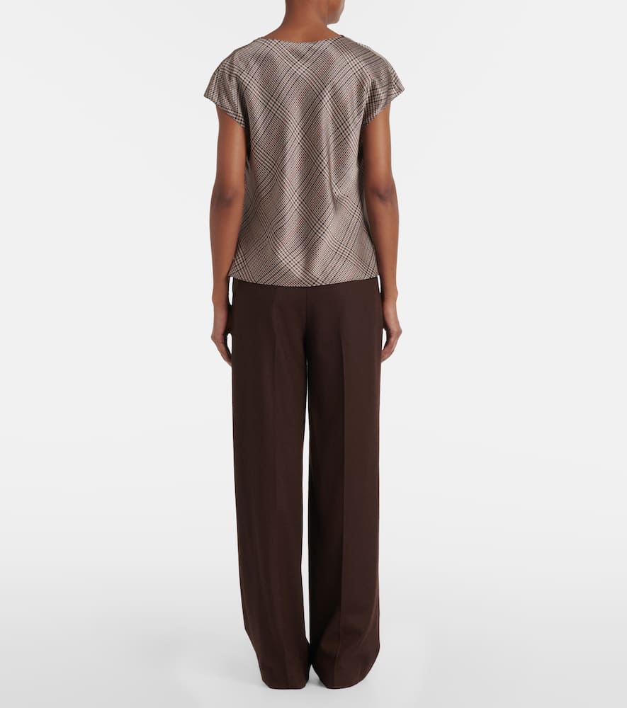 Vince Houndstooth Silk Top In Brown