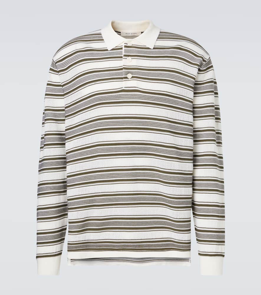 Wales Bonner Samuel Striped Wool-blend Polo Sweater In Gray