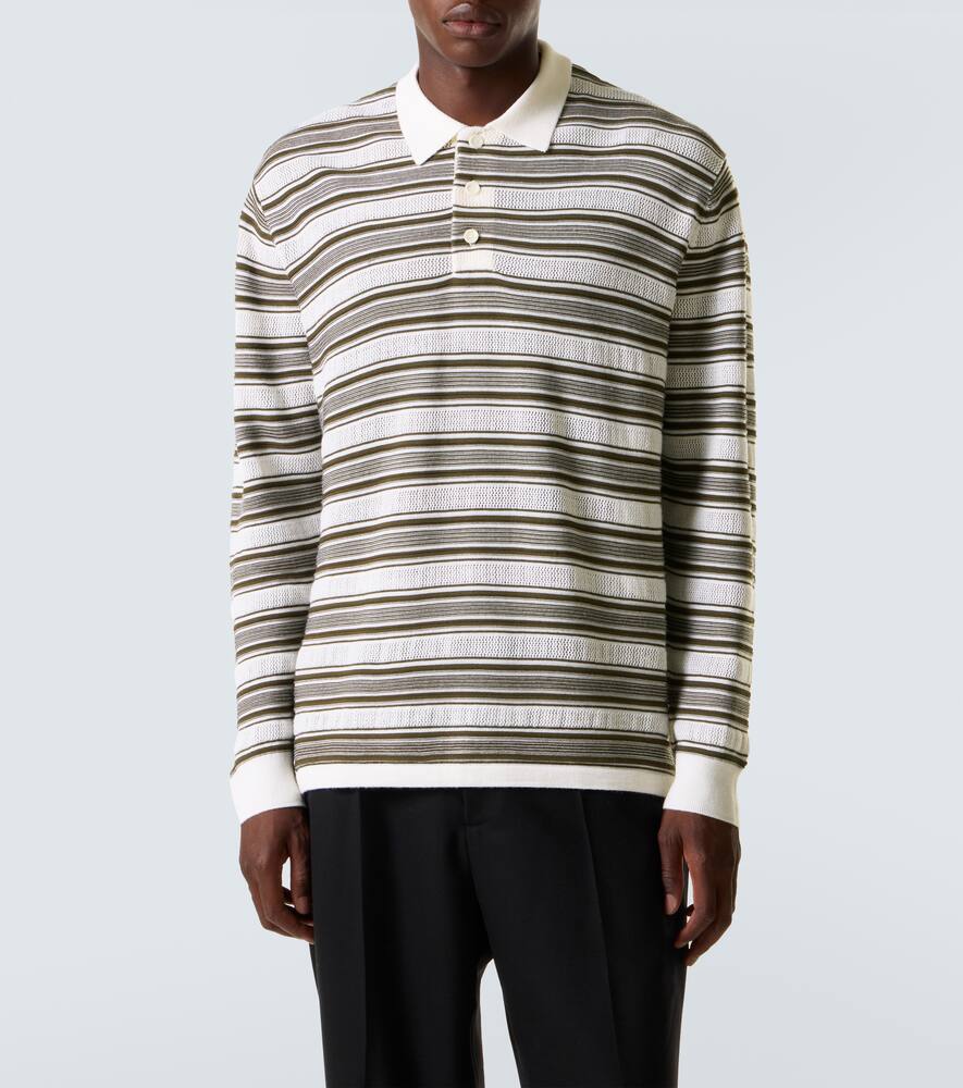 Wales Bonner Samuel Striped Wool-blend Polo Sweater In Gray