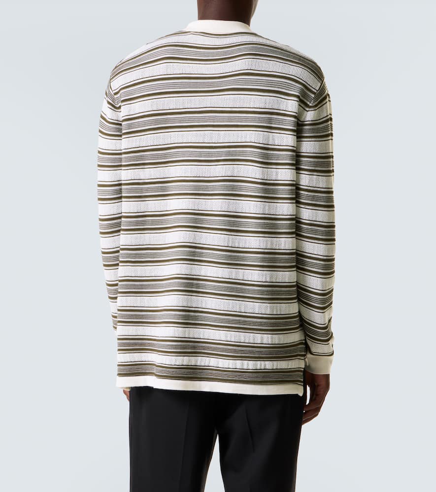 Wales Bonner Samuel Striped Wool-blend Polo Sweater In Gray