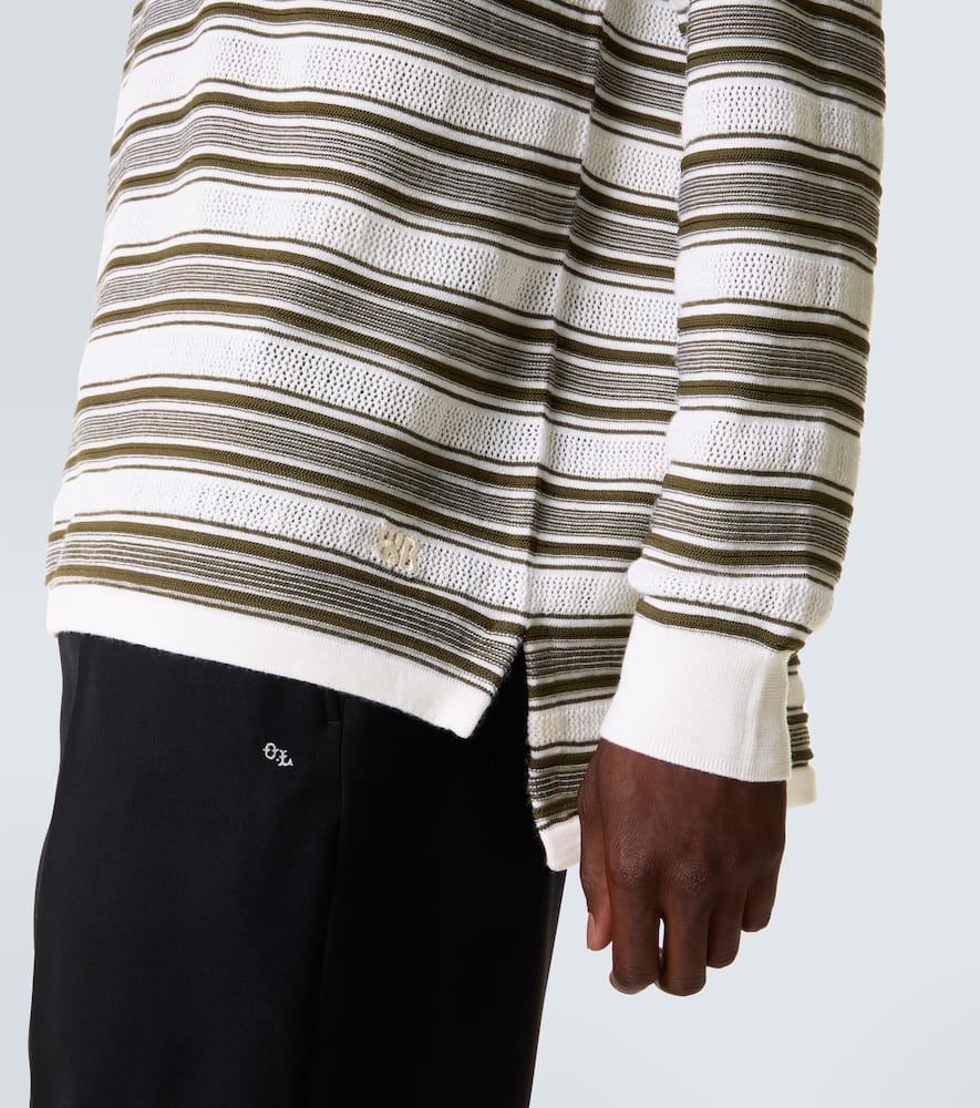 Wales Bonner Samuel Striped Wool-blend Polo Sweater In Gray