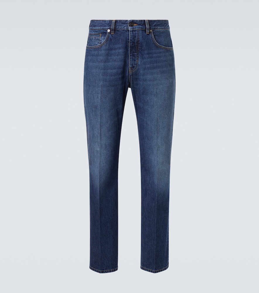 Faded Mid-Rise Straight Jeans
