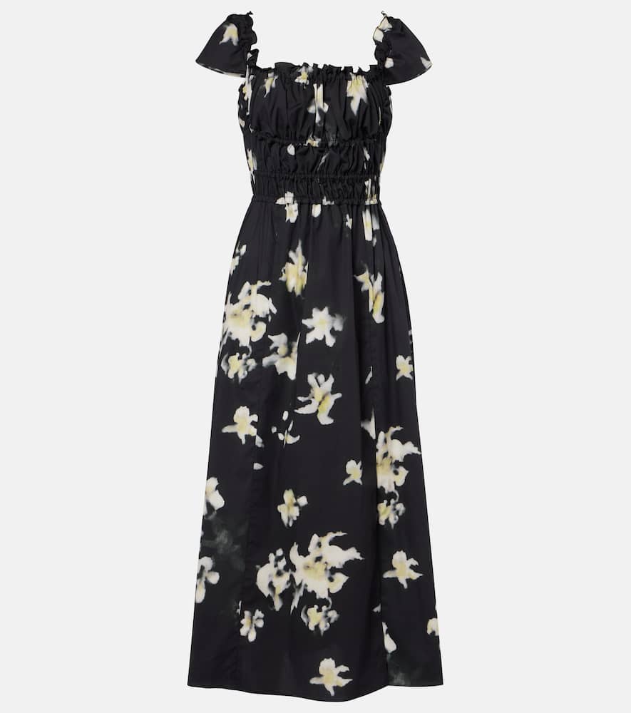 Floral cotton-blend midi dress