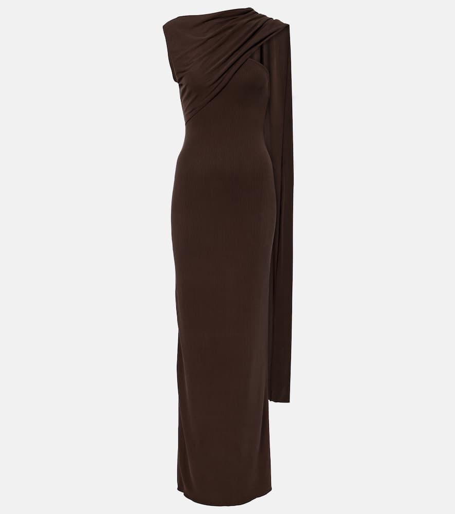 Aya Muse Cedar Draped Maxi Dress In Brown