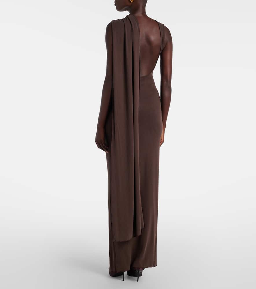 Aya Muse Cedar Draped Maxi Dress In Brown