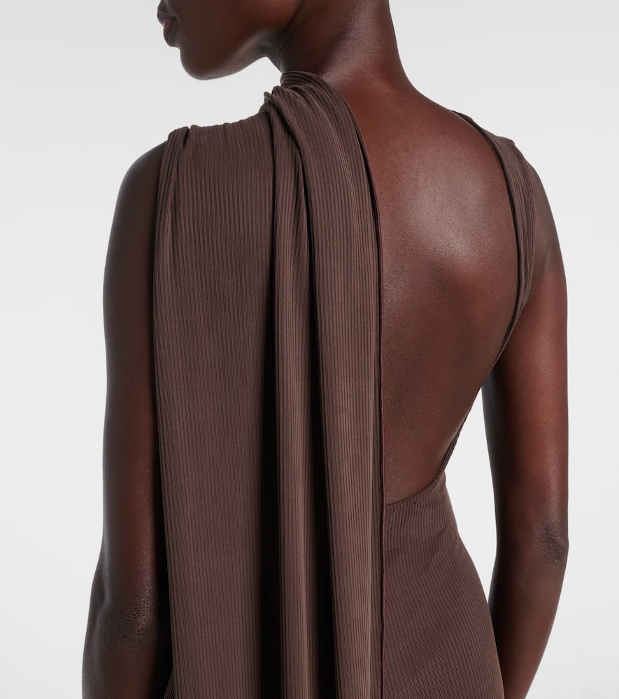 Aya Muse Cedar Draped Maxi Dress In Brown