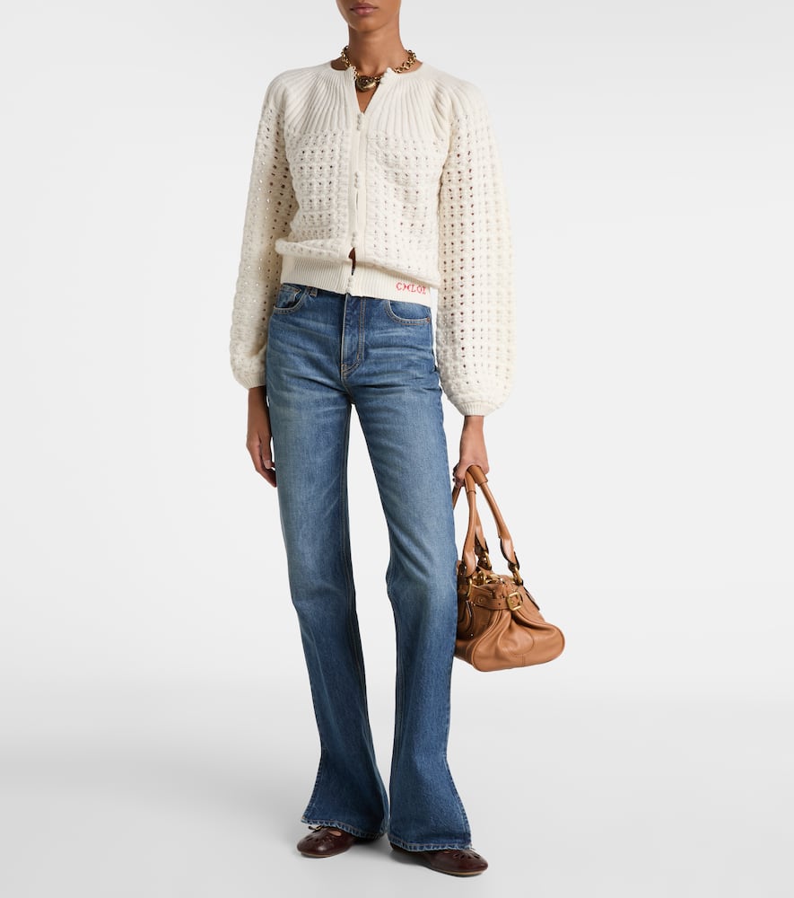 Chloé Milkcolored Wool And Cashmere Knit Cardigan In White