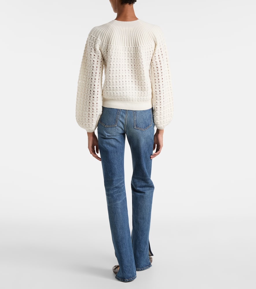 Chloé Milkcolored Wool And Cashmere Knit Cardigan In White