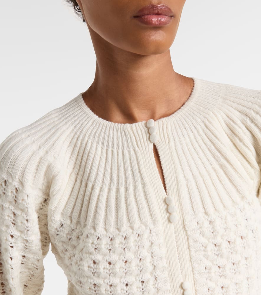 Chloé Milkcolored Wool And Cashmere Knit Cardigan In White