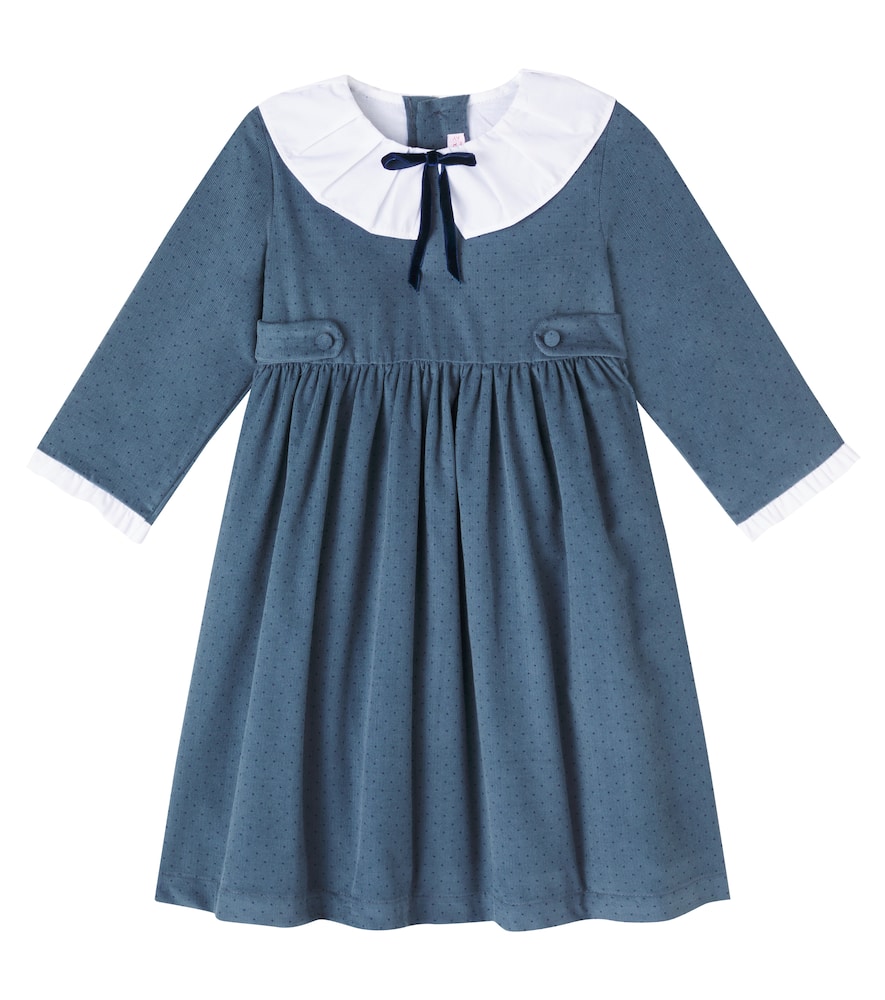 La Coqueta Mona Cotton Corduroy Dress In Blue