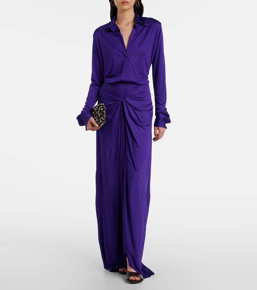 Dries Van Noten Draped Maxi Skirt In Purple