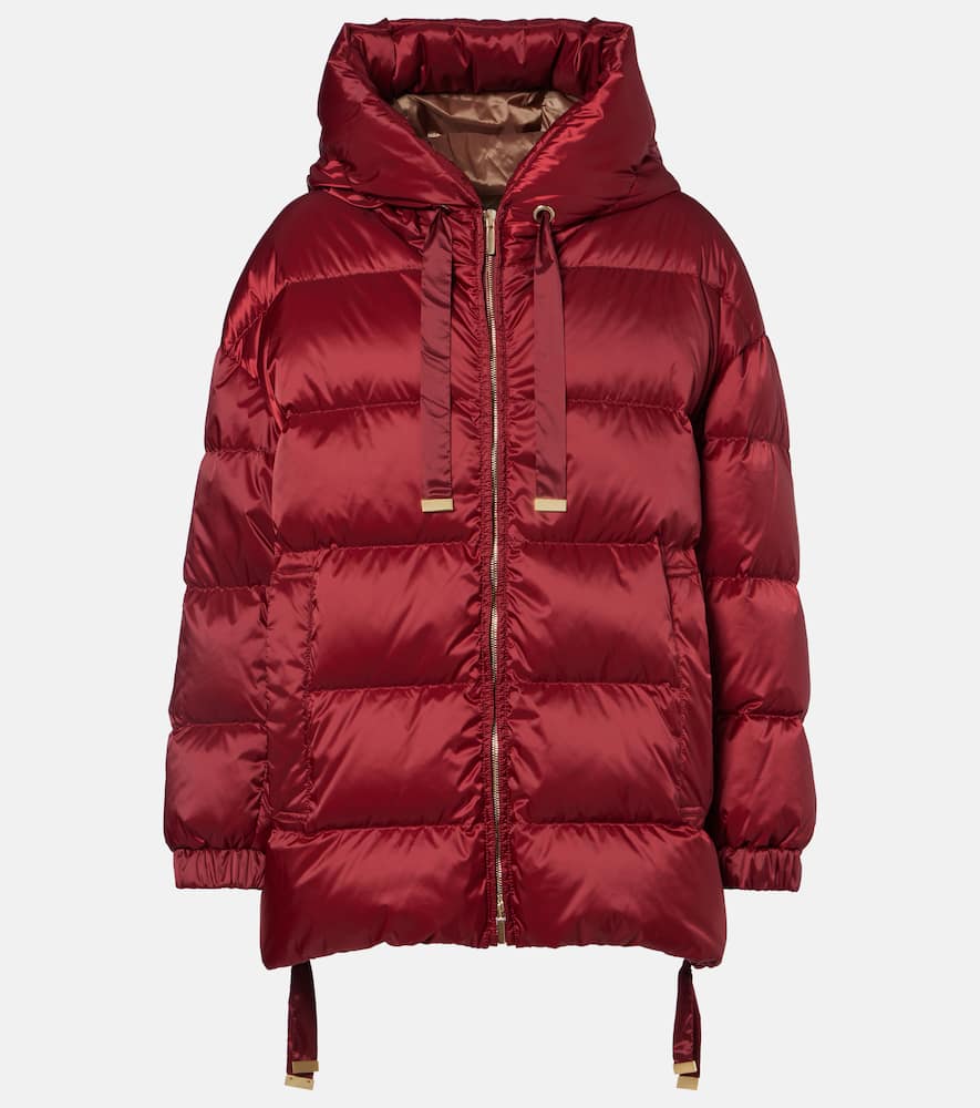 Max Mara Felice Hooded Taffeta Down Jacket In Red