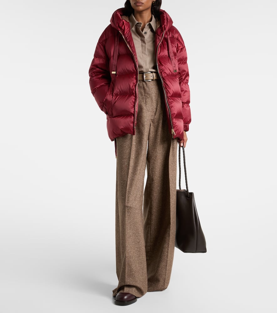 Max Mara Felice Hooded Taffeta Down Jacket In Red