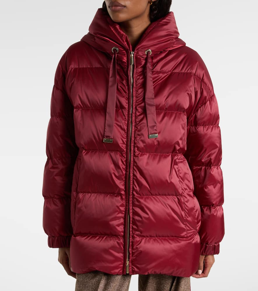 Max Mara Felice Hooded Taffeta Down Jacket In Red