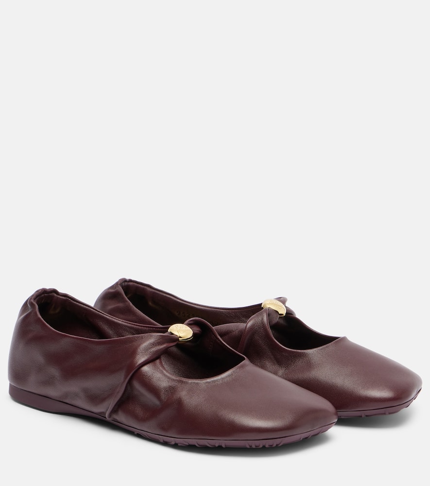 Loewe Pebble Soft Ballerina In Nappa Lambskin In Burgundy
