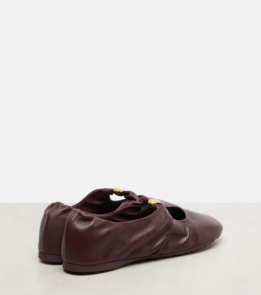 Loewe Pebble Soft Ballerina In Nappa Lambskin In Burgundy