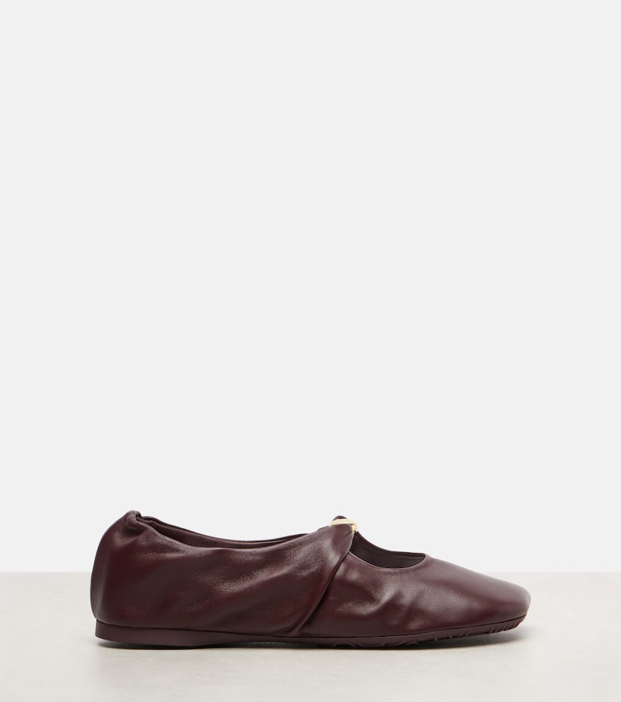 Loewe Pebble Soft Ballerina In Nappa Lambskin In Burgundy