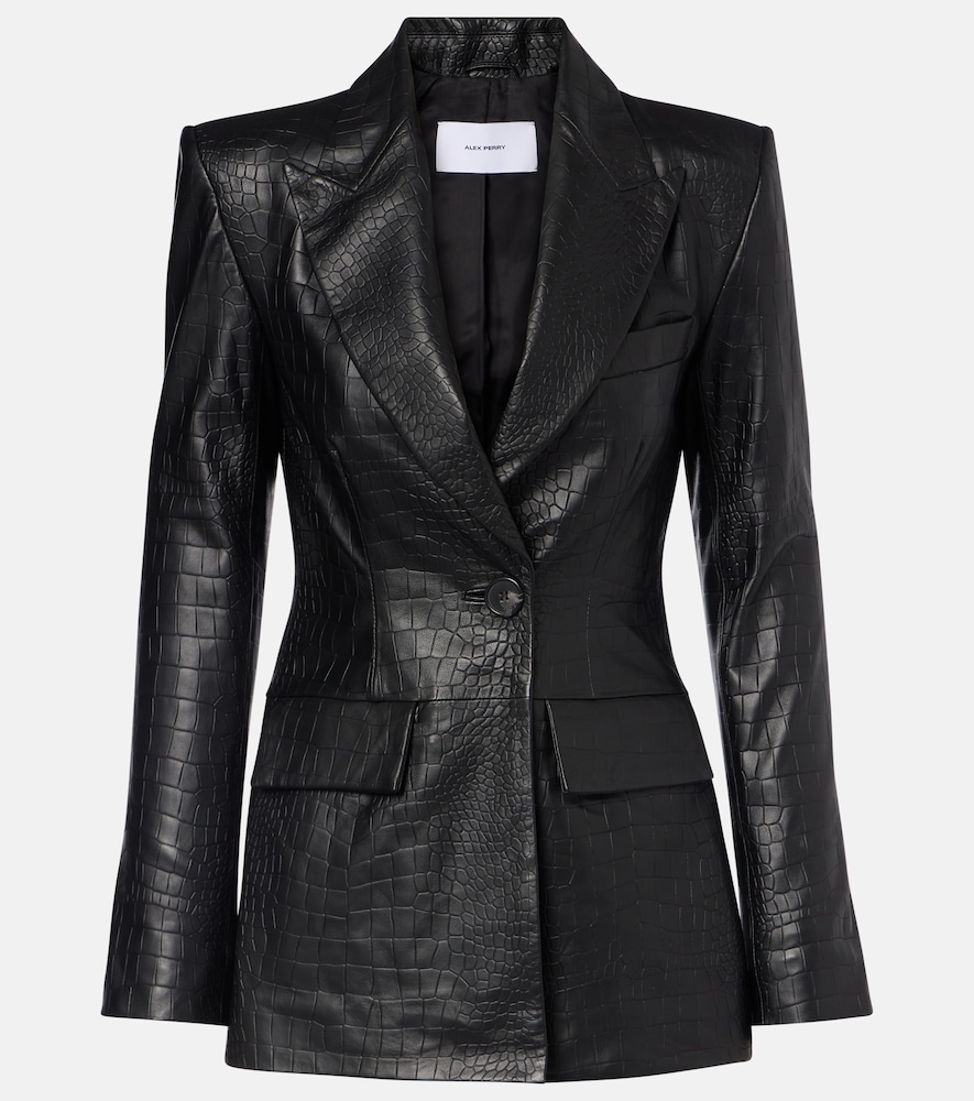 Alex Perry Croc Effect Leather Blazer