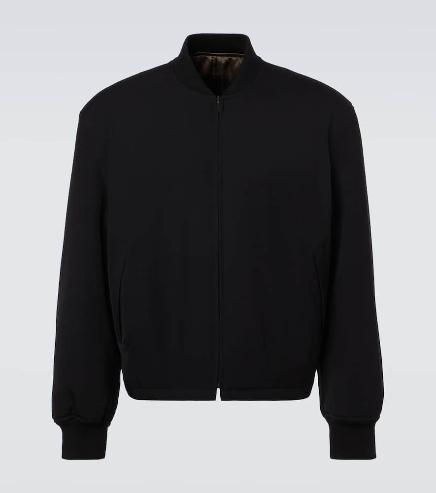 The Row Wool Fenn Bomber Jacket With Ribbed Cuffs And Hem In Black