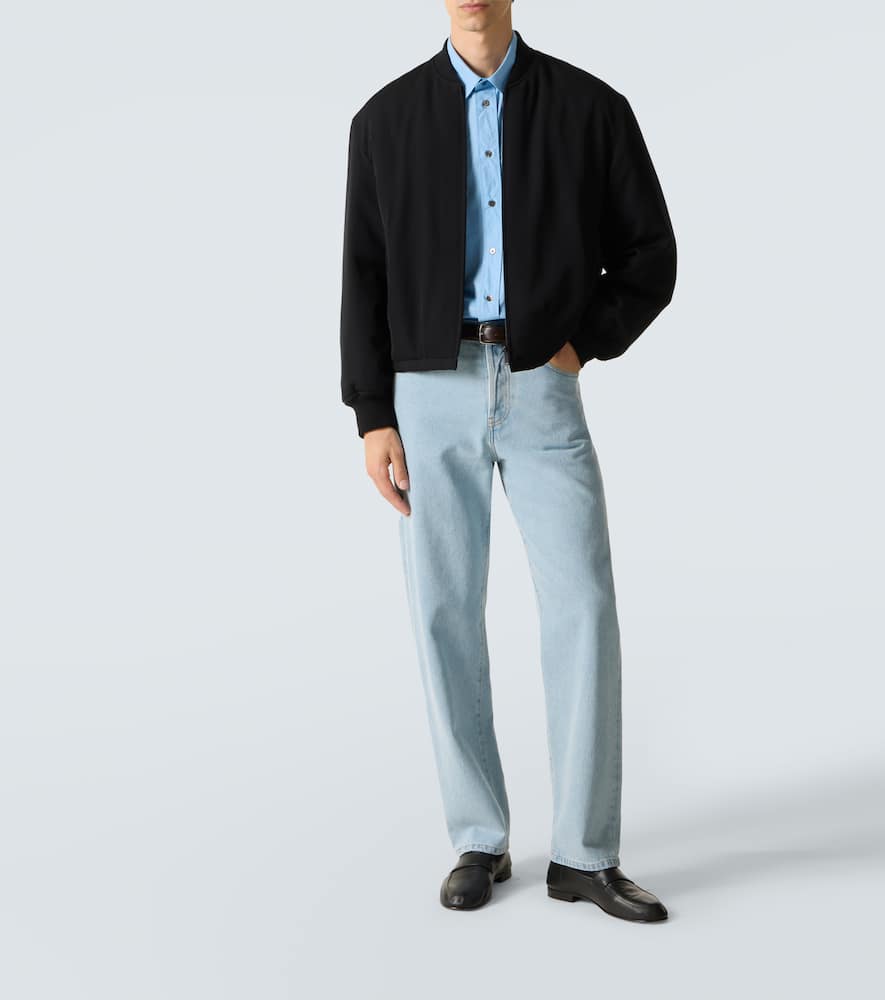 The Row Wool Fenn Bomber Jacket With Ribbed Cuffs And Hem In Black