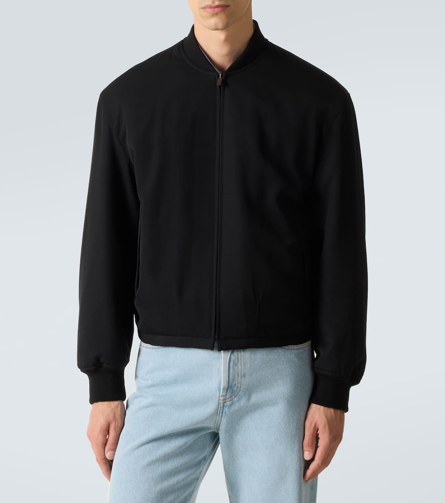 The Row Wool Fenn Bomber Jacket With Ribbed Cuffs And Hem In Black
