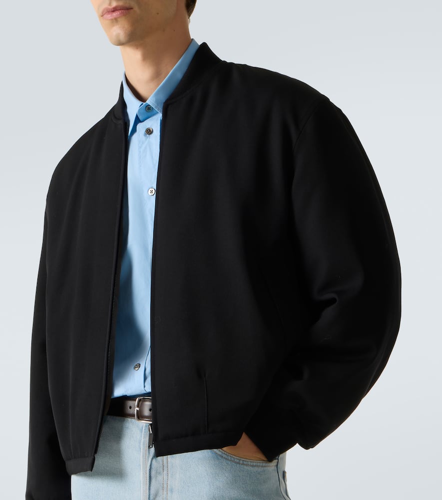 The Row Wool Fenn Bomber Jacket With Ribbed Cuffs And Hem In Black