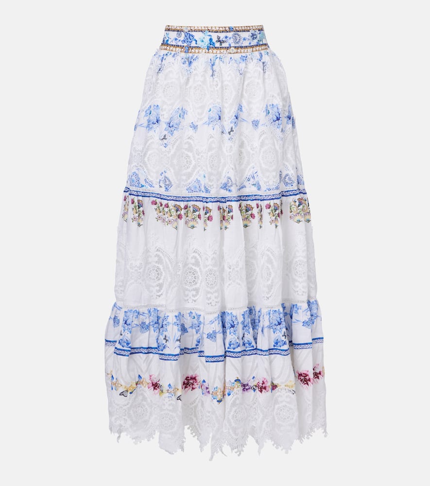 Camilla All About That Lace Linen Midi Skirt In Multi