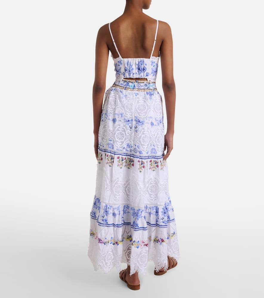 Camilla All About That Lace Linen Midi Skirt In Multi