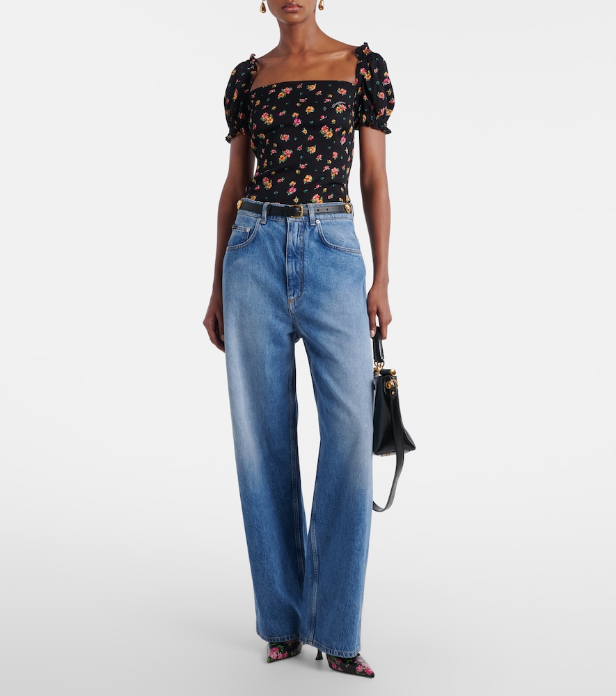 Dolce & Gabbana Floral silk-blend charmeuse top
