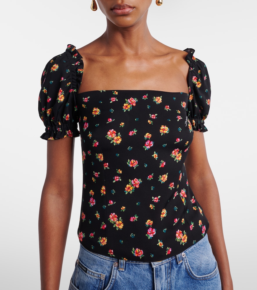Dolce&Gabbana Floral Silk-Blend Charmeuse Top