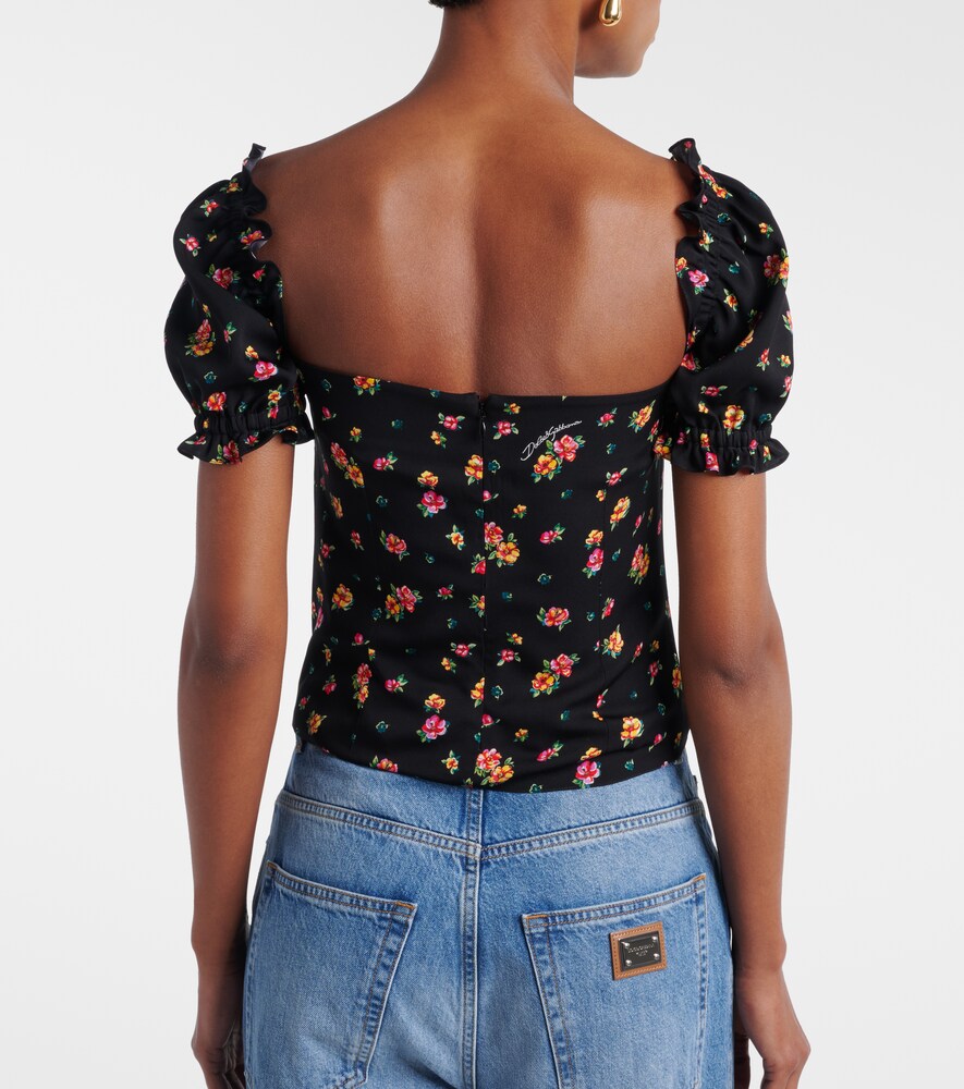Dolce&Gabbana Floral Silk-Blend Charmeuse Top