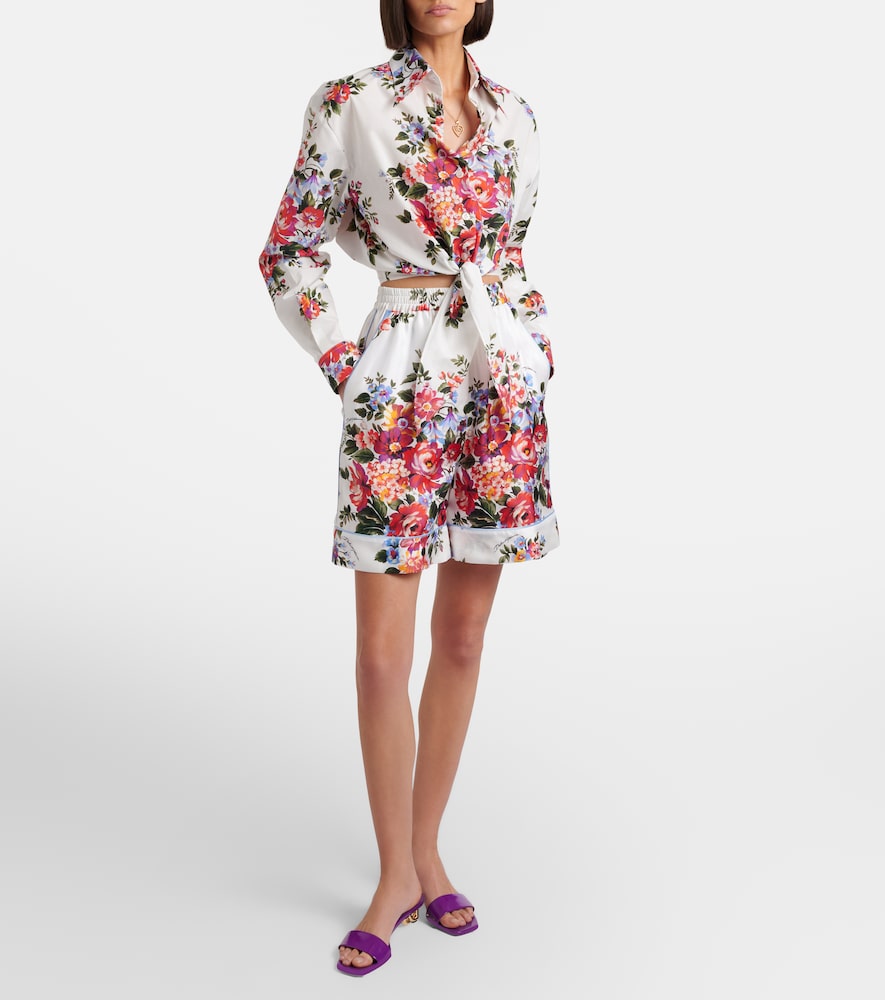 Dolce & Gabbana Floral cropped cotton shirt