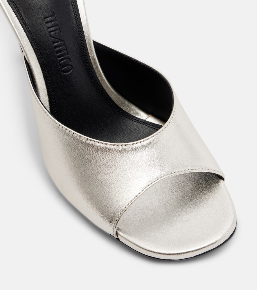 Attico Betta 95 Metallic Leather Mules In Silver