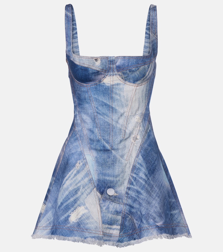 Roberto Cavalli Faded denim minidress