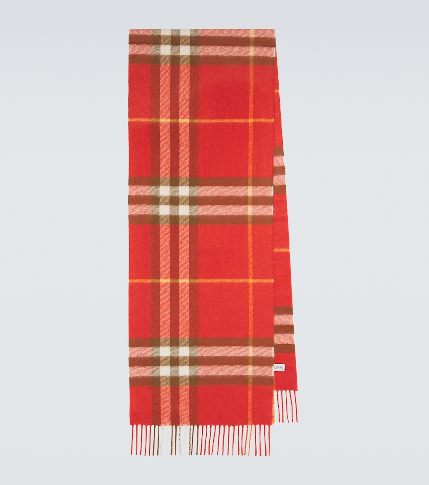 Burberry Check fringed cashmere scarf