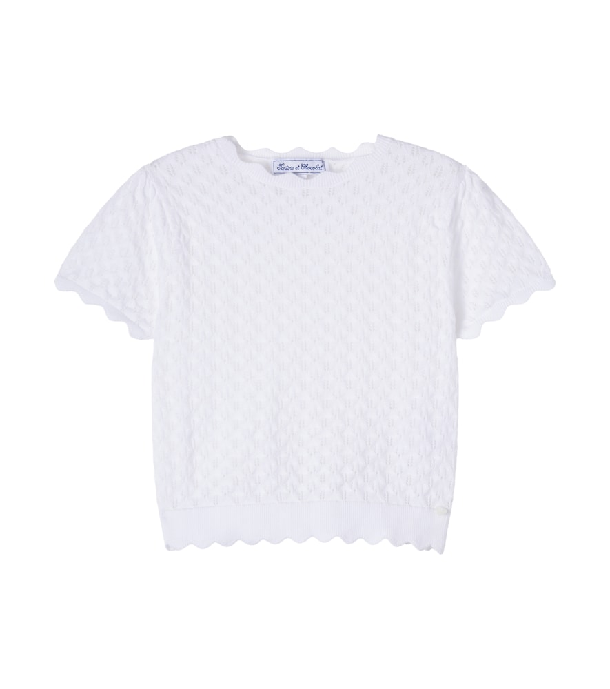 Tartine Et Chocolat White Scalloped Pointelle Cotton Sweater Y Size 12 - Mytheresa