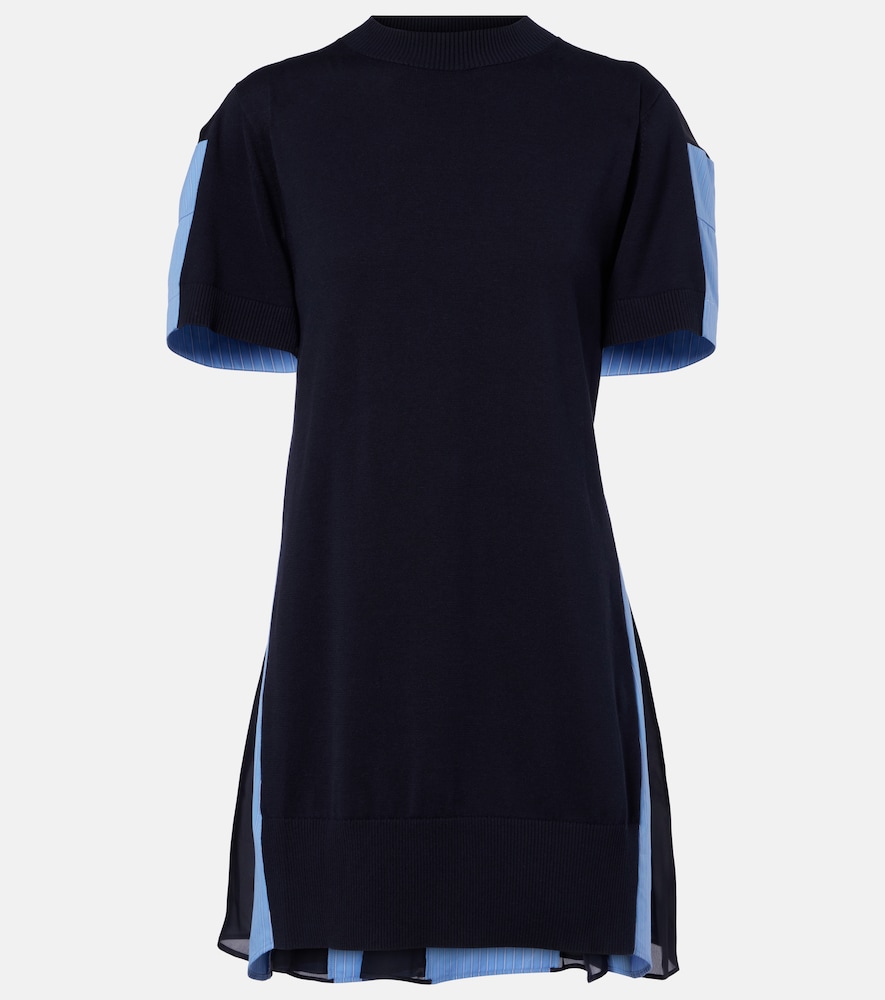 Sacai Paneled cotton-blend minidress