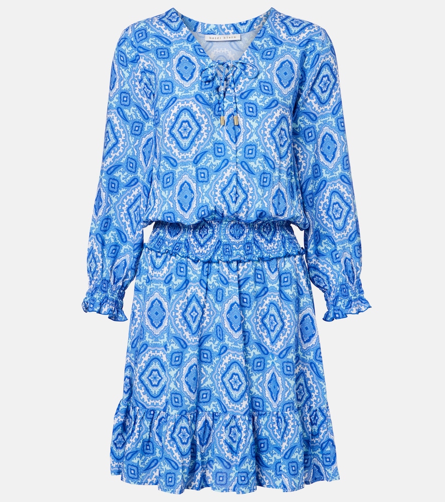 Heidi Klein Mykonos printed smocked minidress