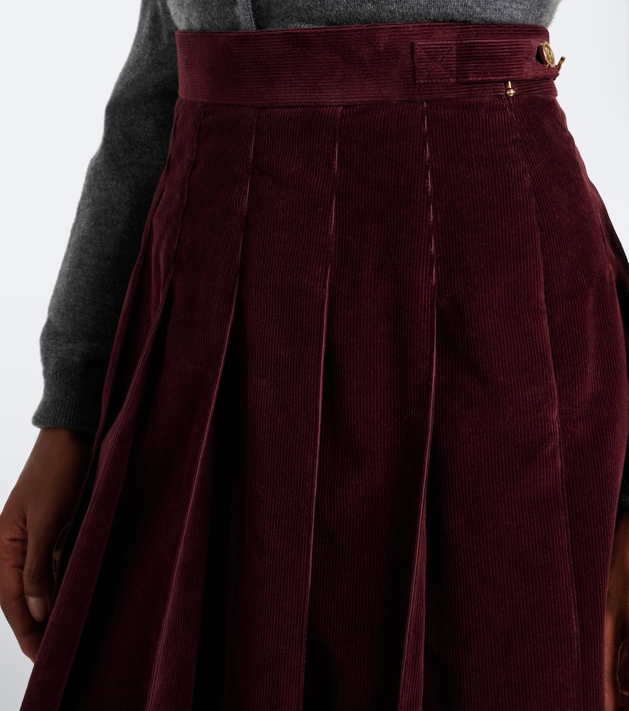 Cotton Corduroy Pleated Miniskirt