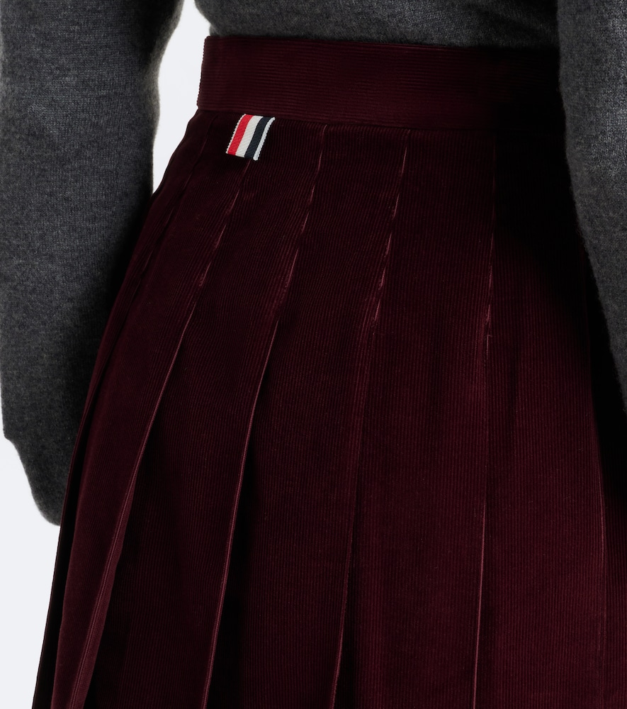 Cotton Corduroy Pleated Miniskirt