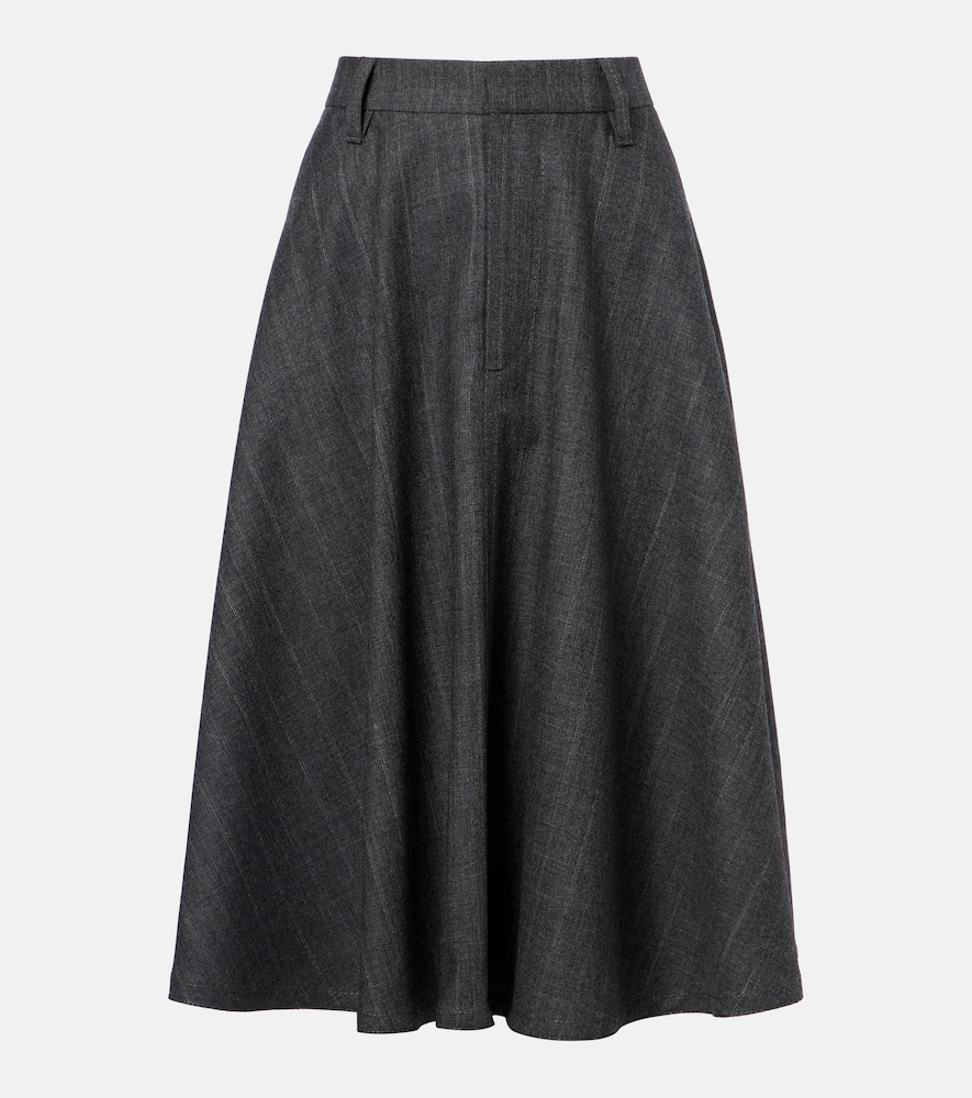 Brunello Cucinelli Women's Grey Virgin Wool Midi Skirt UK Size 18 - Mytheresa