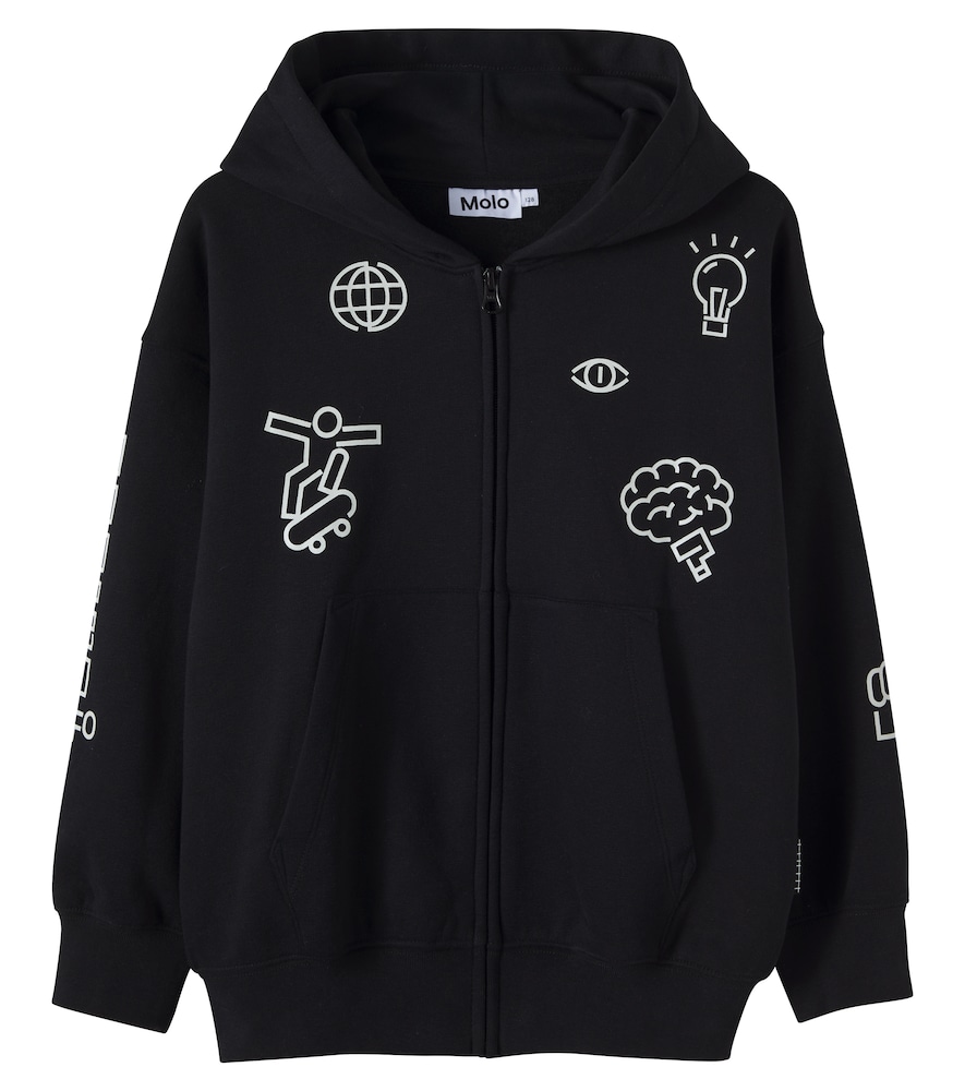 Molo Black Marley Cotton-Blend Fleece Zip-Up Hoodie Y Size 5 - Mytheresa
